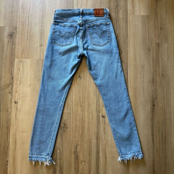 Levi’s Premium Denim 501 Size 27 High Rise Women’s Skinny Blue Jeans Button Fly - Picture 10 of 12